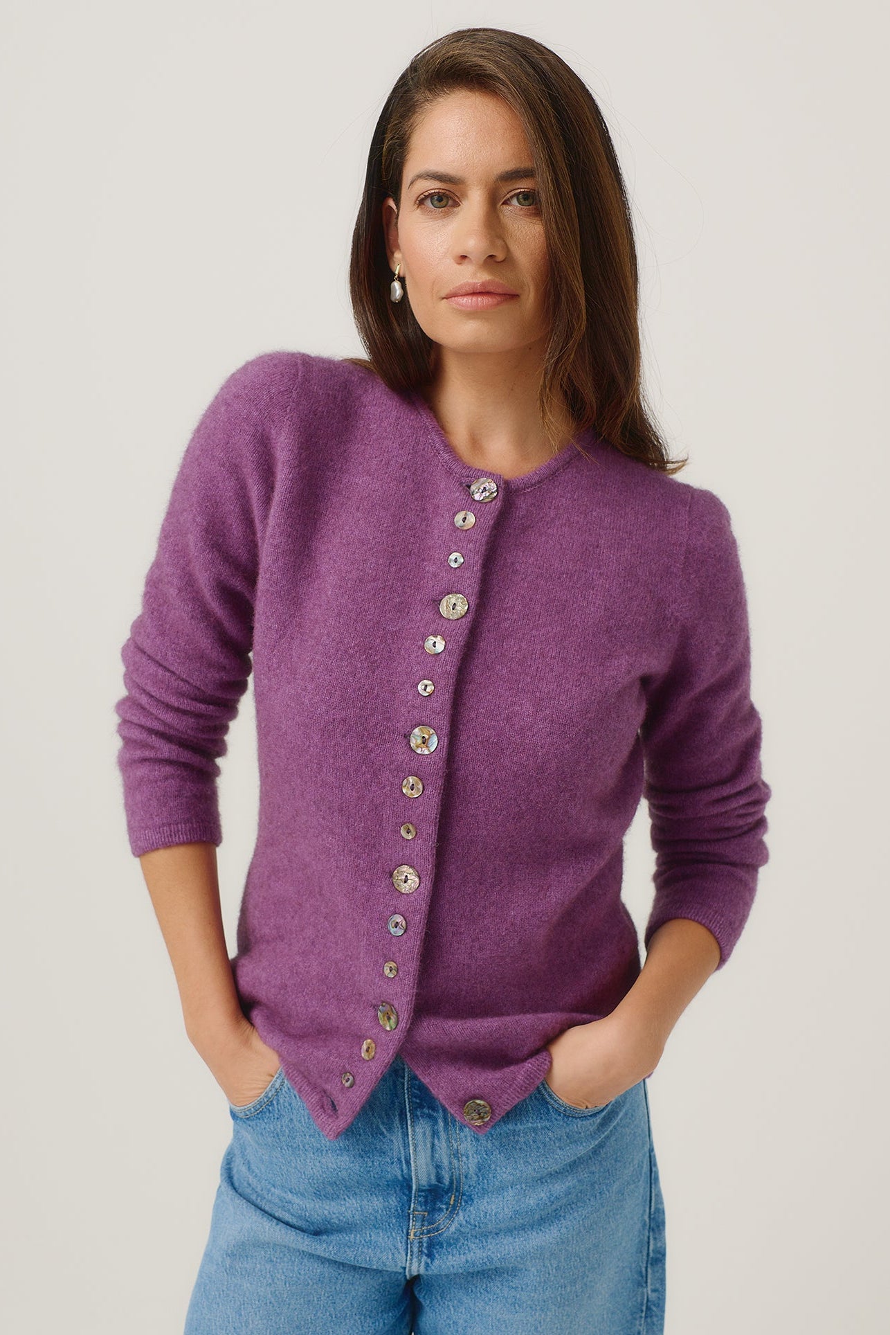 Shell Button Possum Merino Cardigan