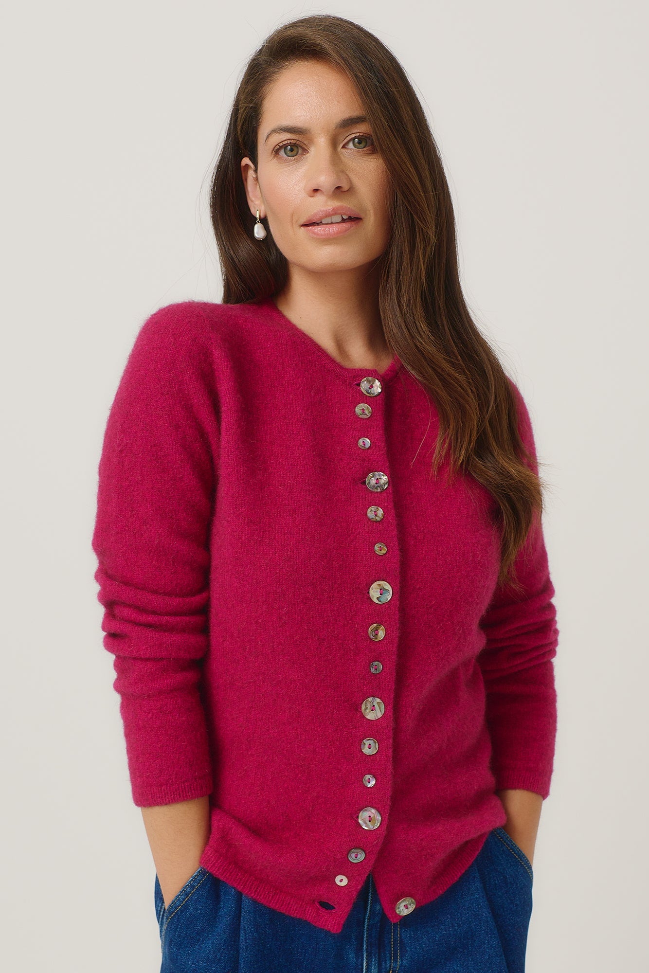 Shell Button Possum Merino Cardigan