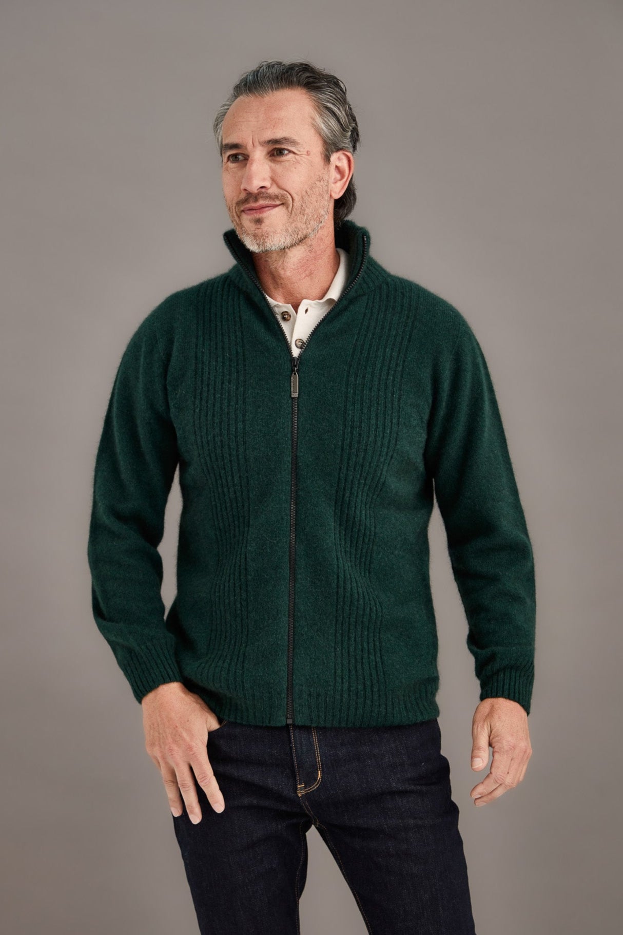 Rib Front Possum Merino Jacket