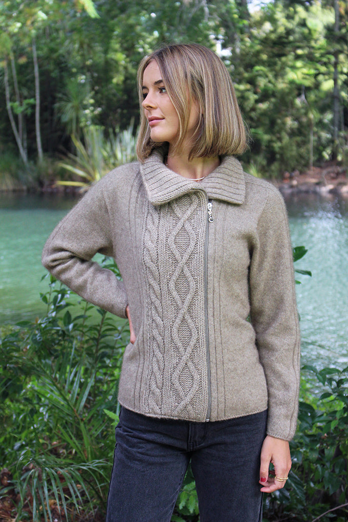 Offset Possum Merino Cable Jacket