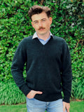 Mens V Neck Possum Merino Jumper