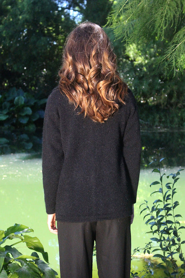 Striped Possum Merino Collared Jacket with Pockets
