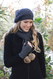 Rabbit Fur Pom Pom Possum Merino Cable Beanie