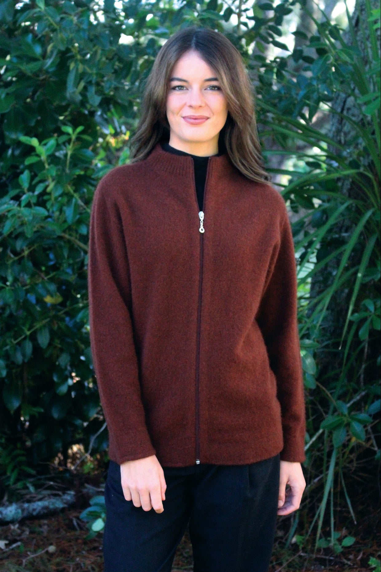 Plain Zip Possum Merino Cardigan