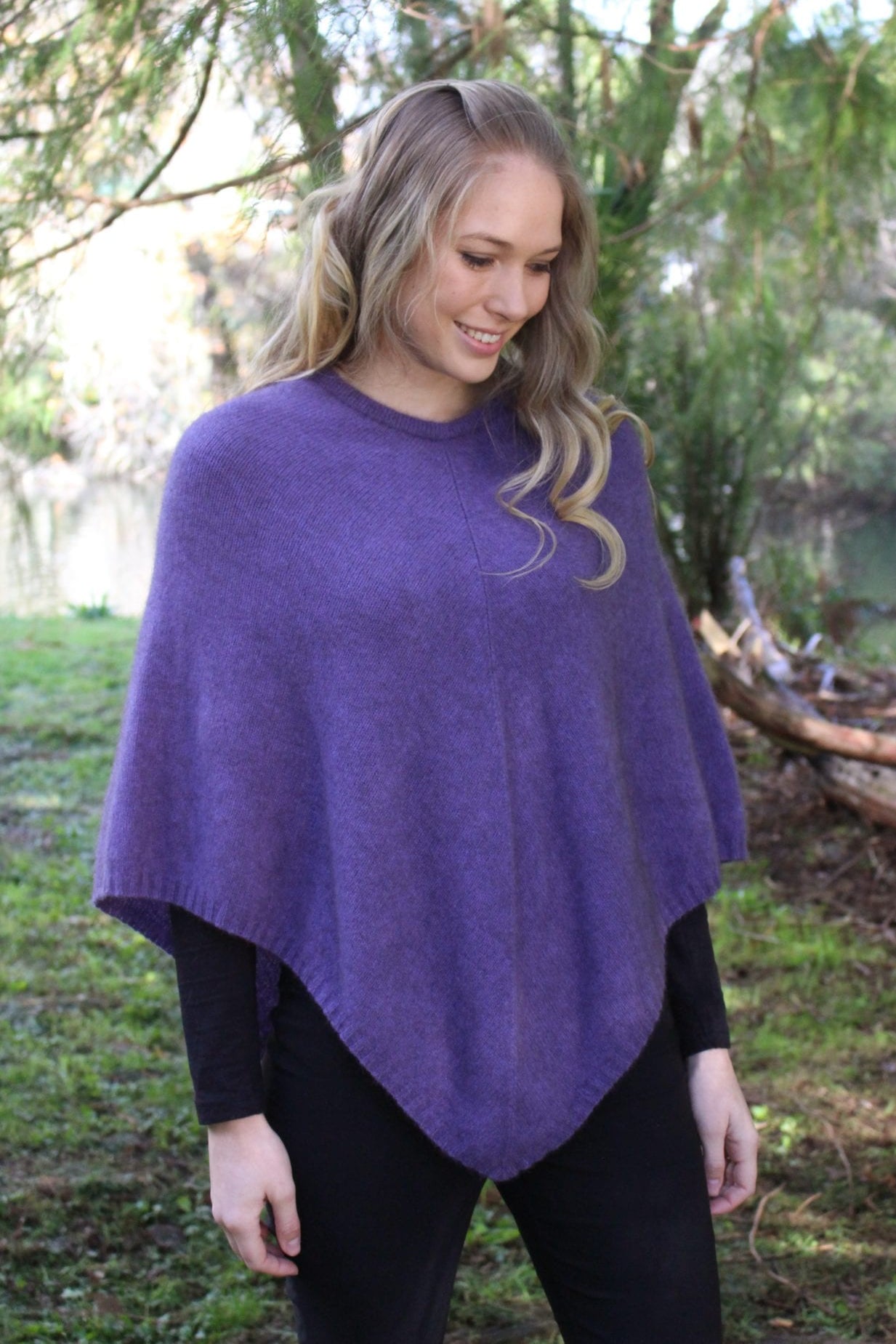 Plain Possum Merino Poncho