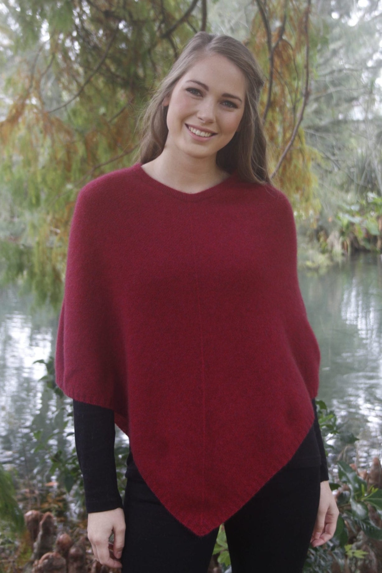 Plain Possum Merino Poncho