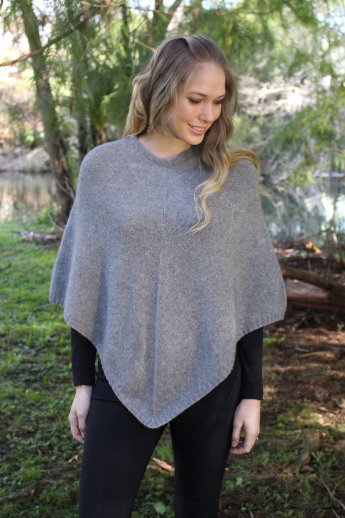 Plain Possum Merino Poncho