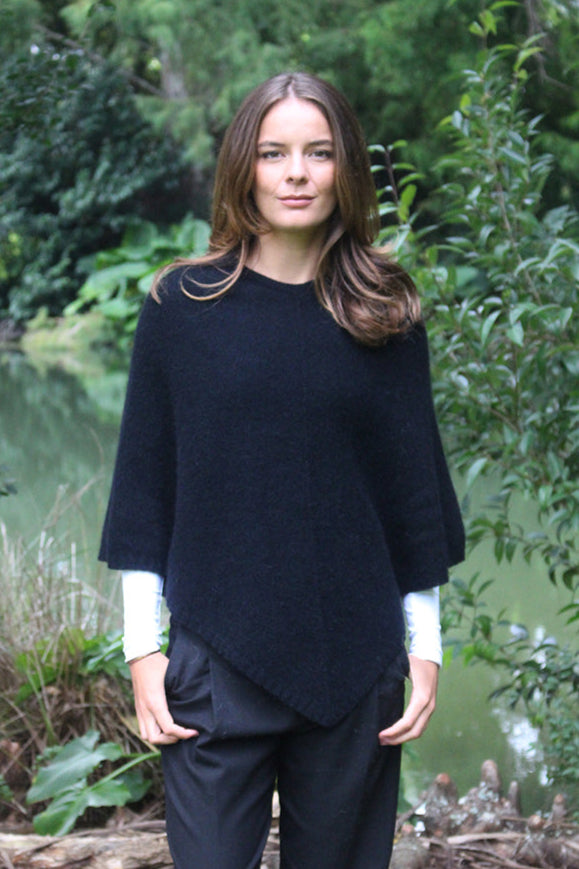 Plain Possum Merino Poncho