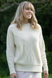 Crew Neck Pure Alpaca Cable Jumper