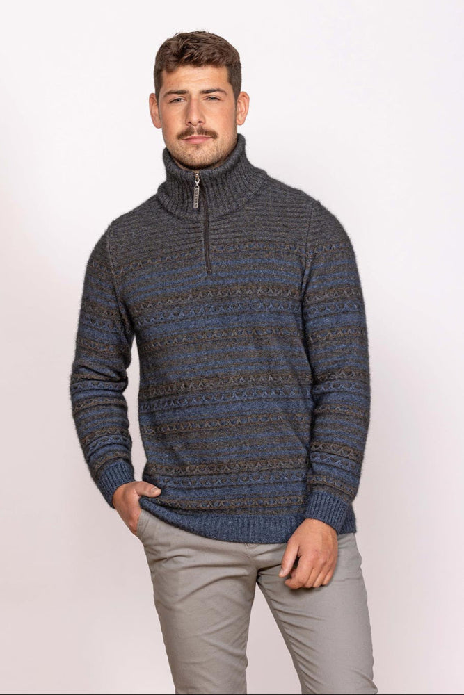 Artisan Half Zip Possum Merino Sweater-Neptune Base