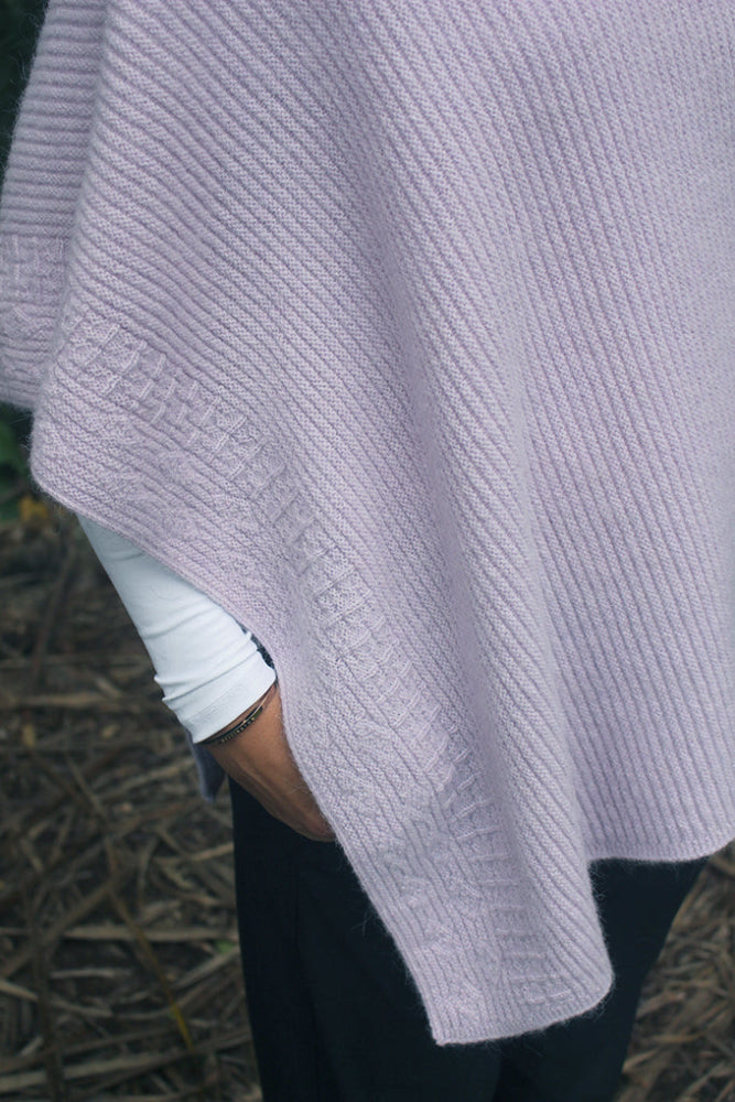 Asymmetrical Alpaca Wool Poncho-Lilac