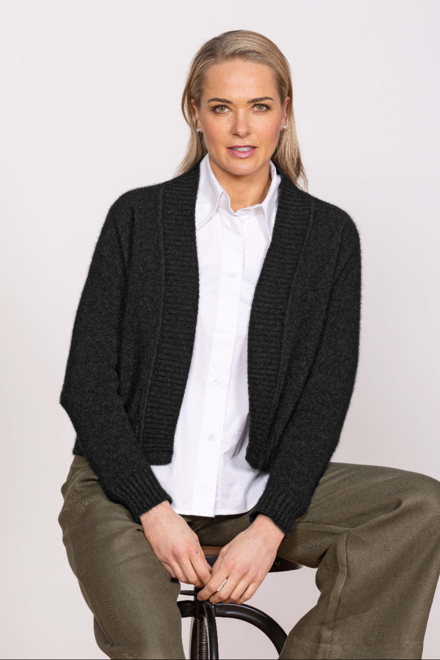 Bailey Possum Merino Cardigan - Black