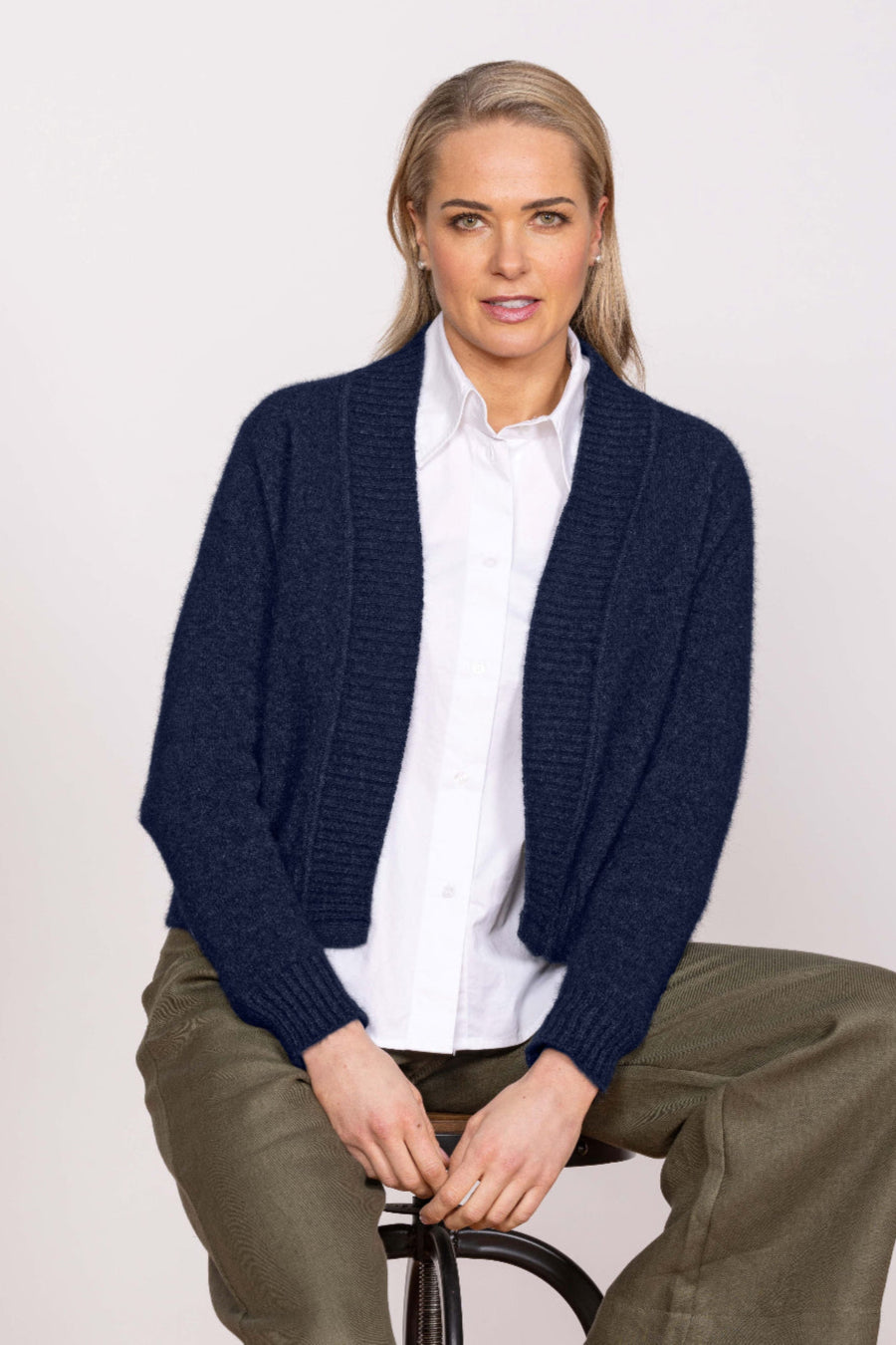 Bailey Possum Merino Cardigan - Maritime