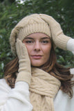 Cable Alpaca Wool Beanie-Honey