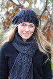 Cable Alpaca Wool Beanie-Slate