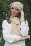 Cable Alpaca Wool Scarf-Honey2