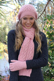 Cable Alpaca Wool Scarf-Rose