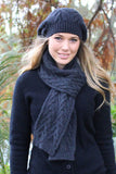 Cable Alpaca Wool Scarf-Slate