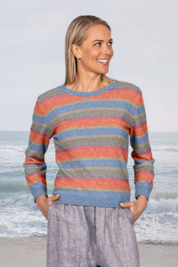 Cara Possum Merino + Cotton Crew - Skyway