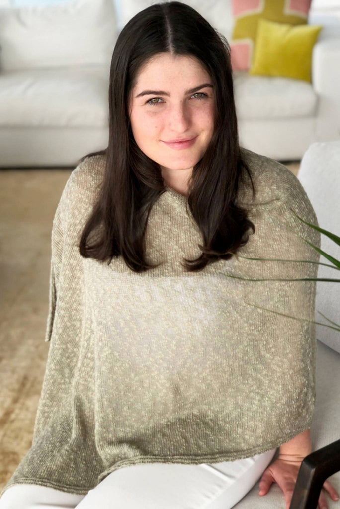 Cotton Linen Poncho - stone