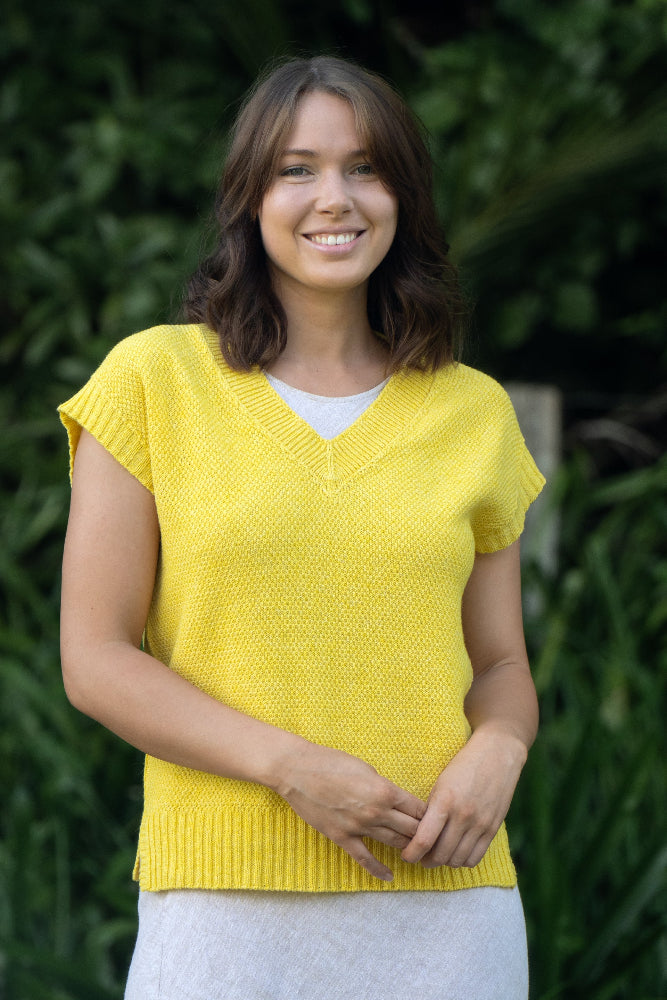 Evie Merino & Cotton Textured Vest - Buttercup