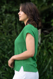 Evie Merino & Cotton Textured Vest - Kelly Green side