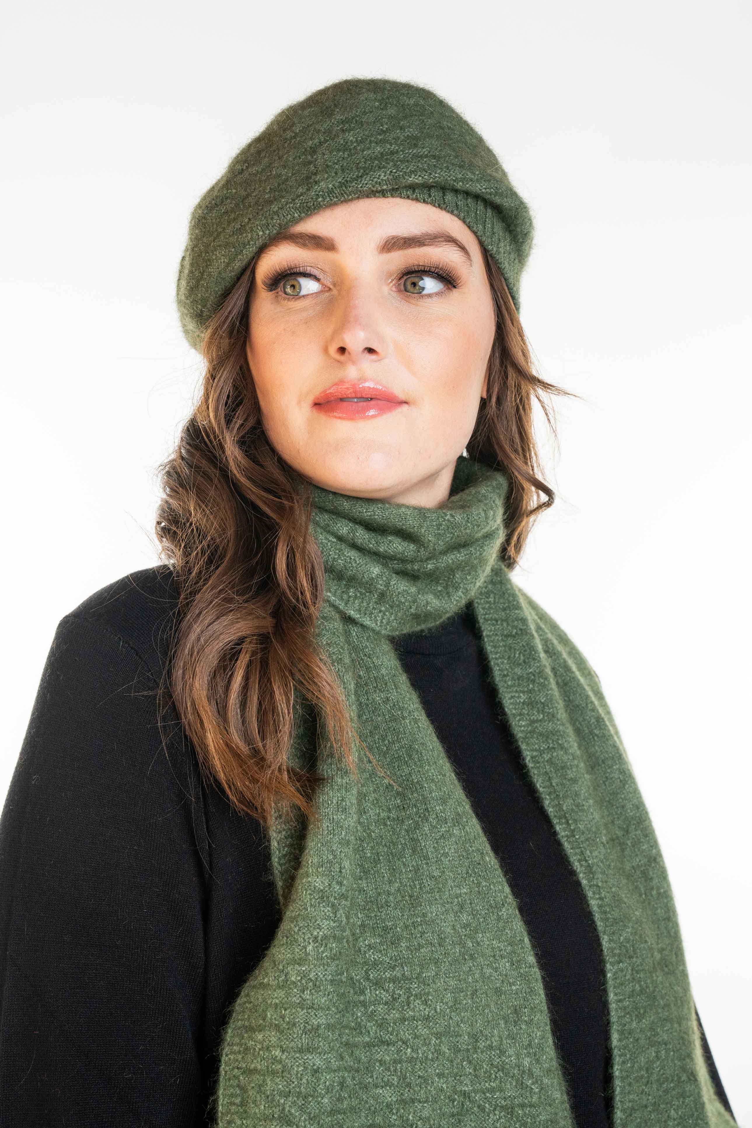 Zig Zag Pattern Possum Merino Beret