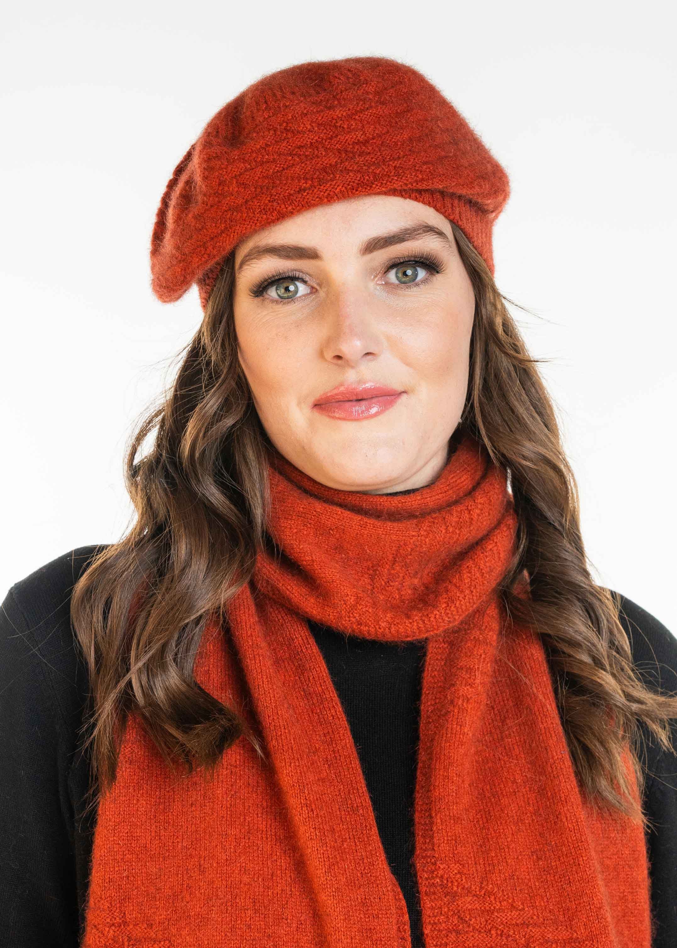 Zig Zag Pattern Possum Merino Beret