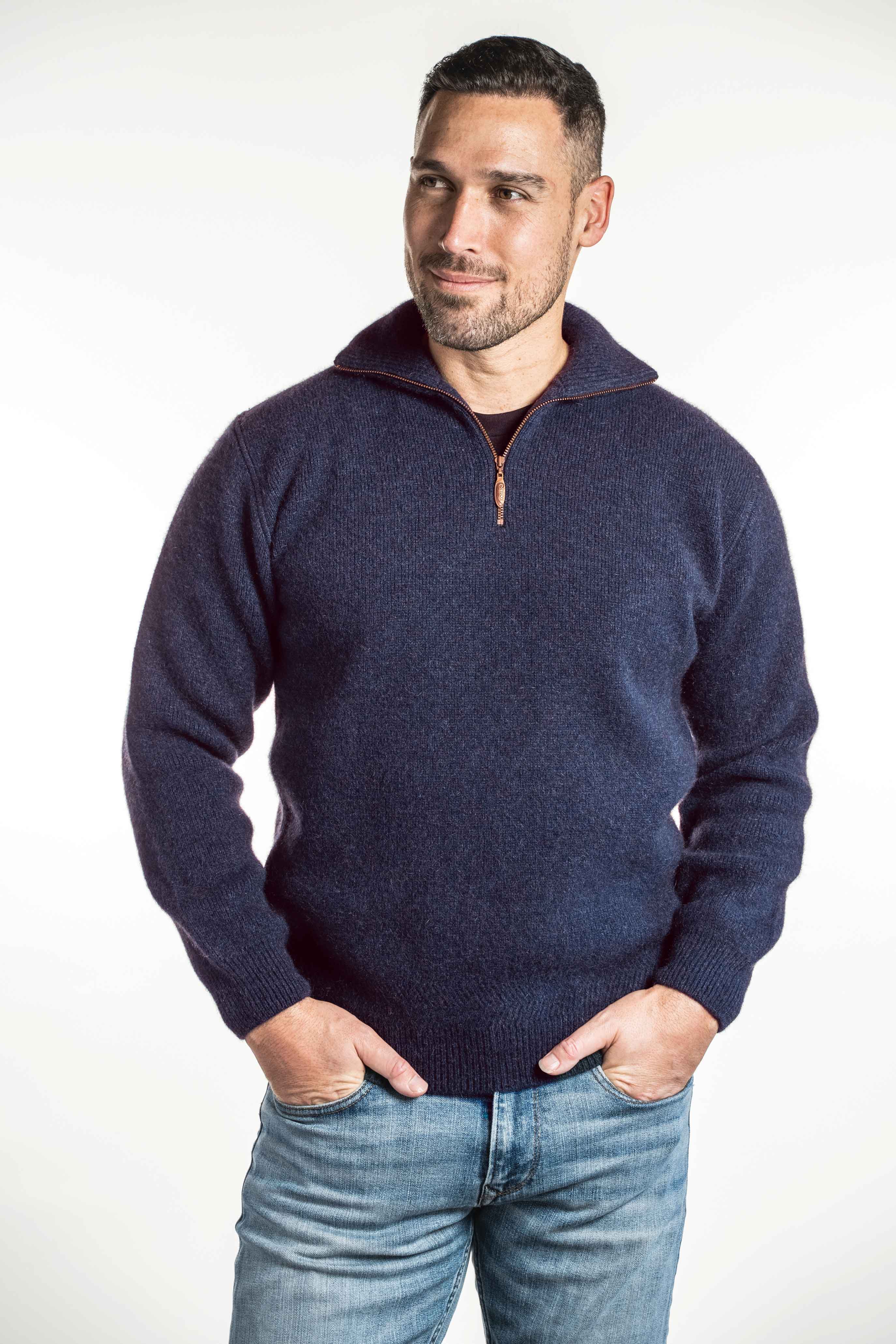 Zip Collar Possum Merino Men's Jumper