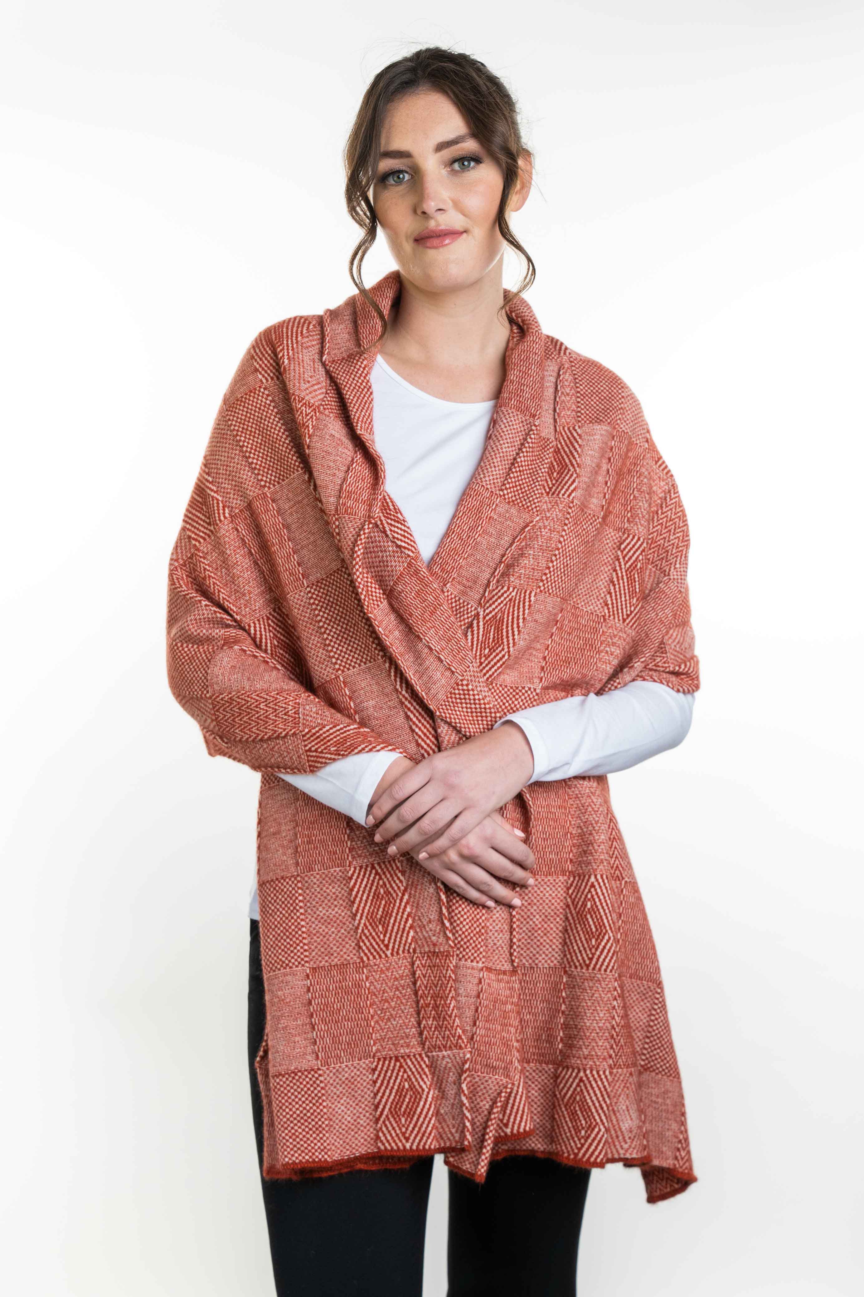 Jacquard Pattern Possum Merino Wrap