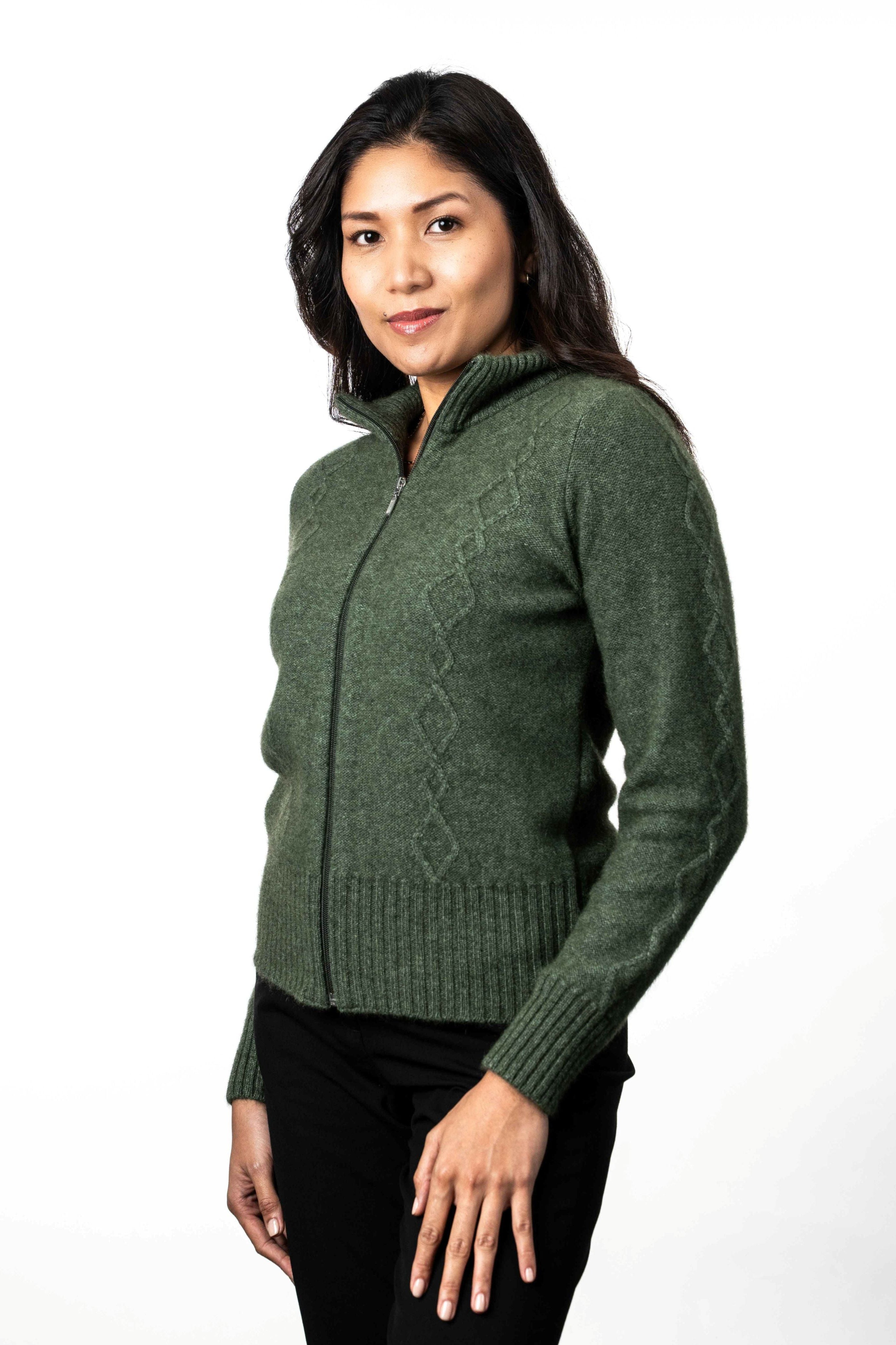 Cable Detail Possum Merino Jacket