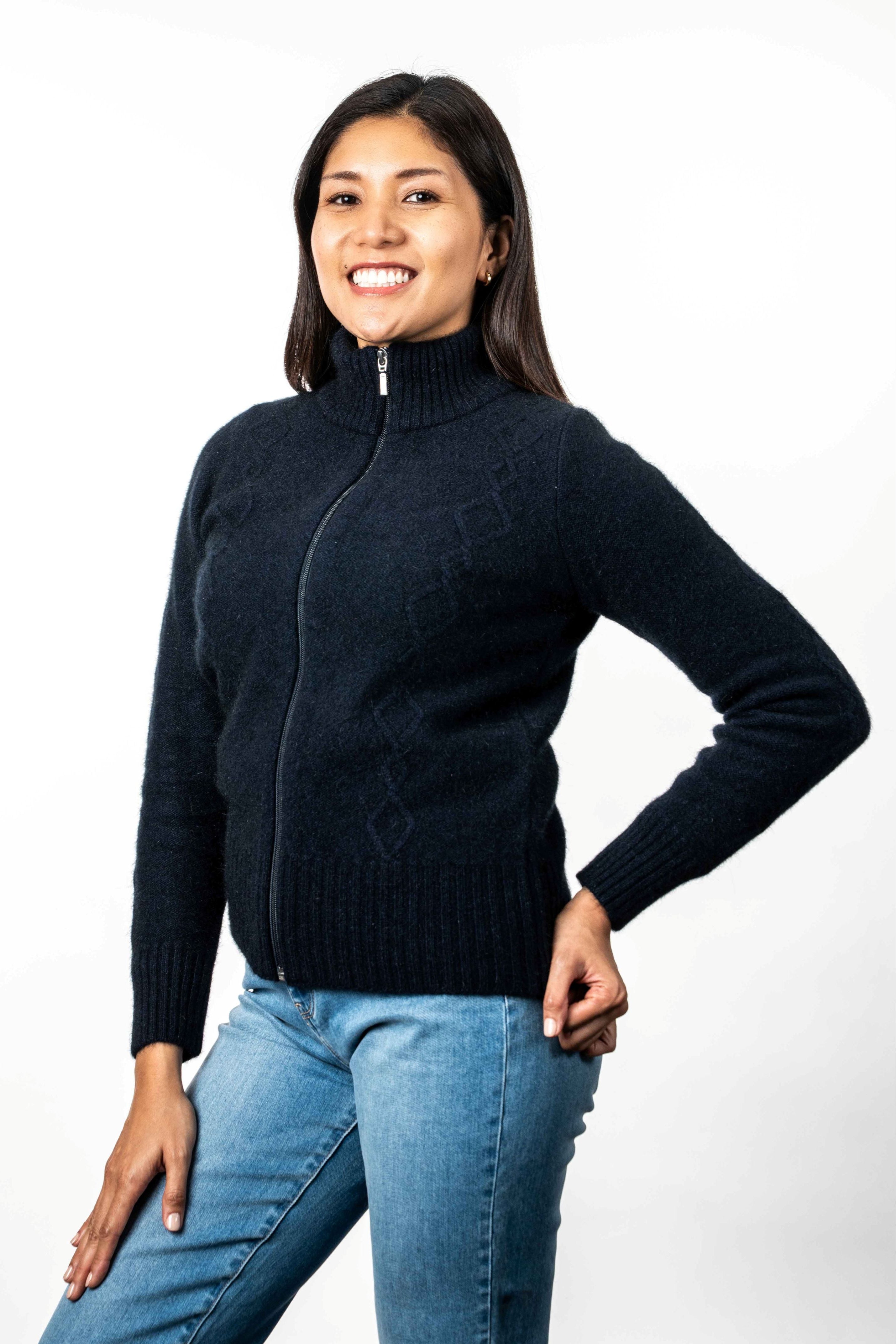 Cable Detail Possum Merino Jacket