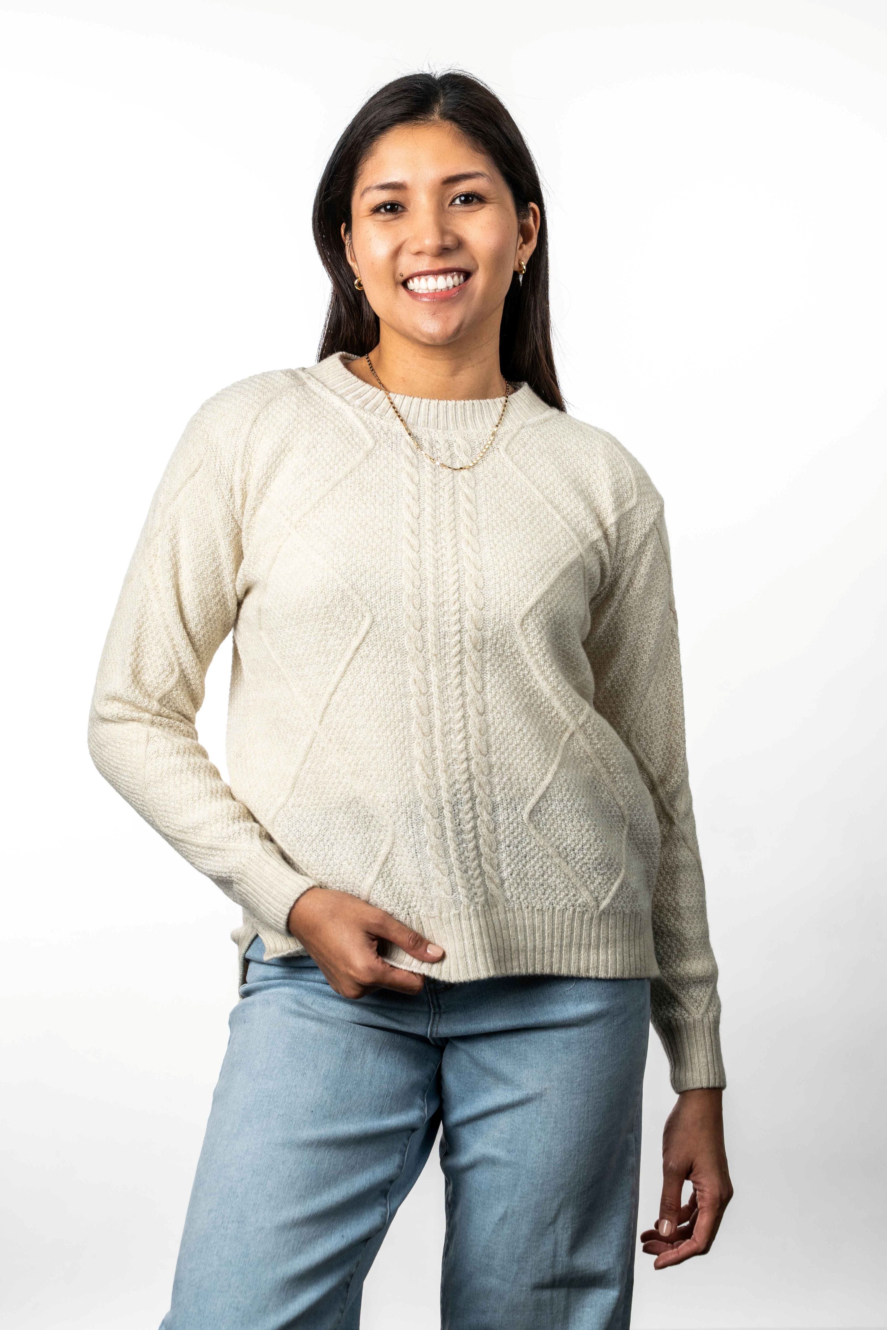 Diamond Cable Possum Merino Jumper