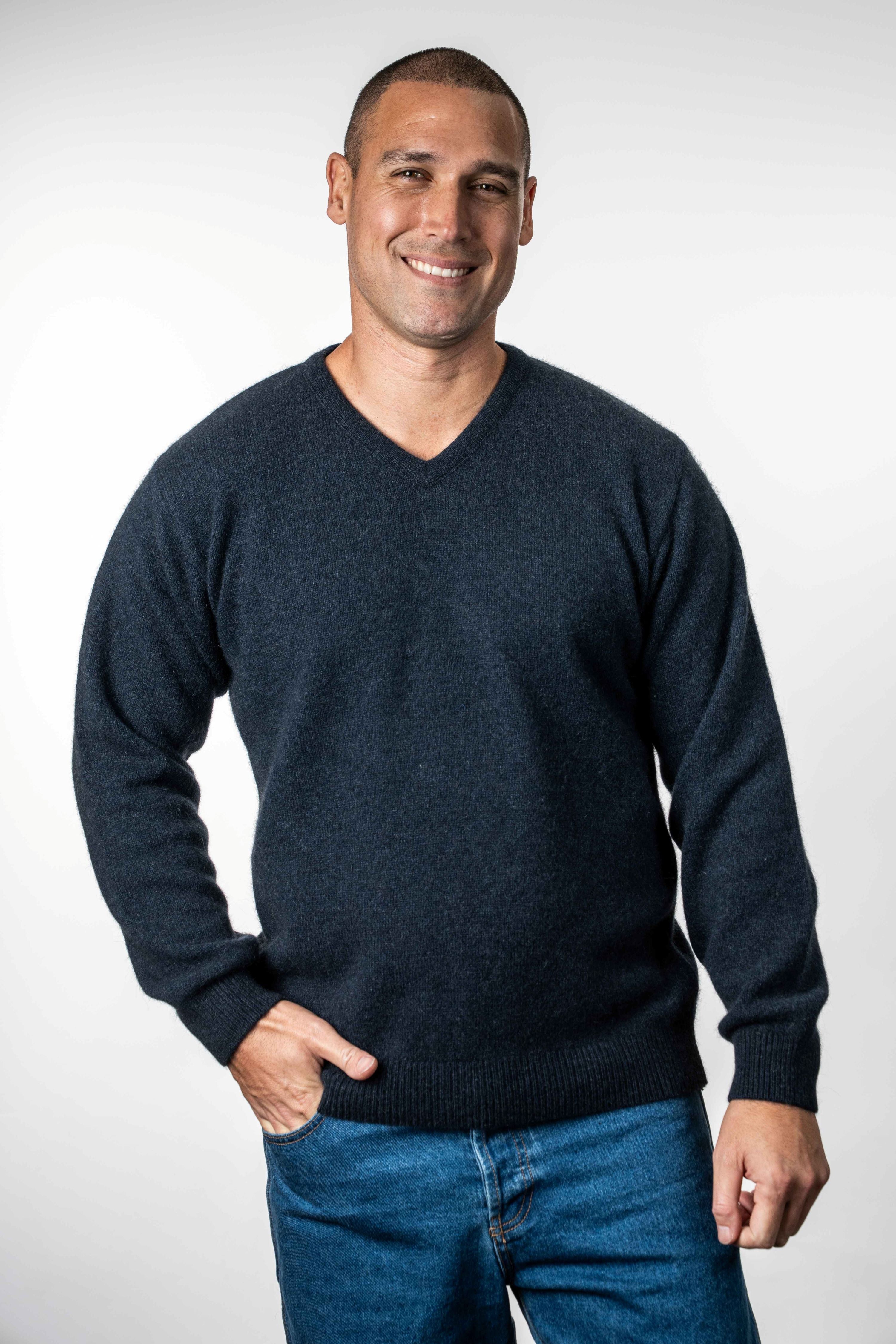 V Neck Possum Merino Jumper - Koru Knitwear