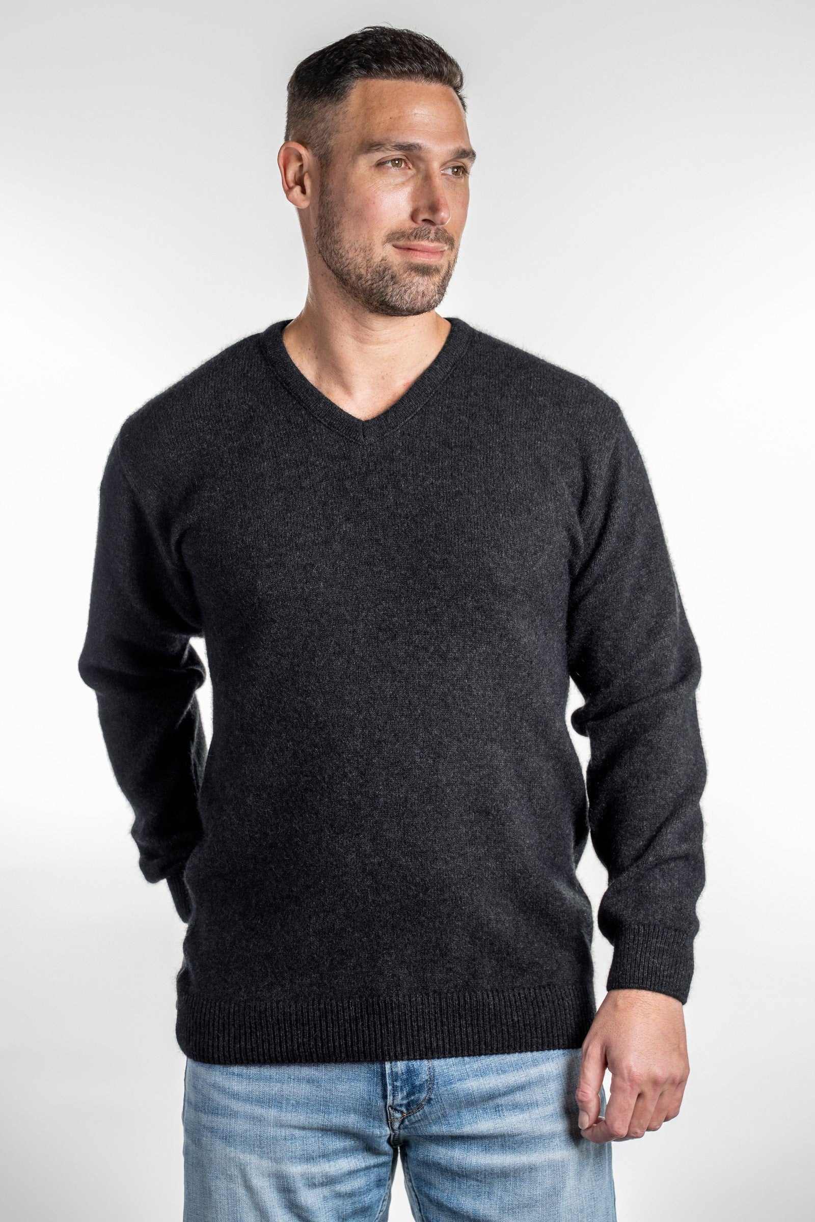 V Neck Possum Merino Jumper - Koru Knitwear