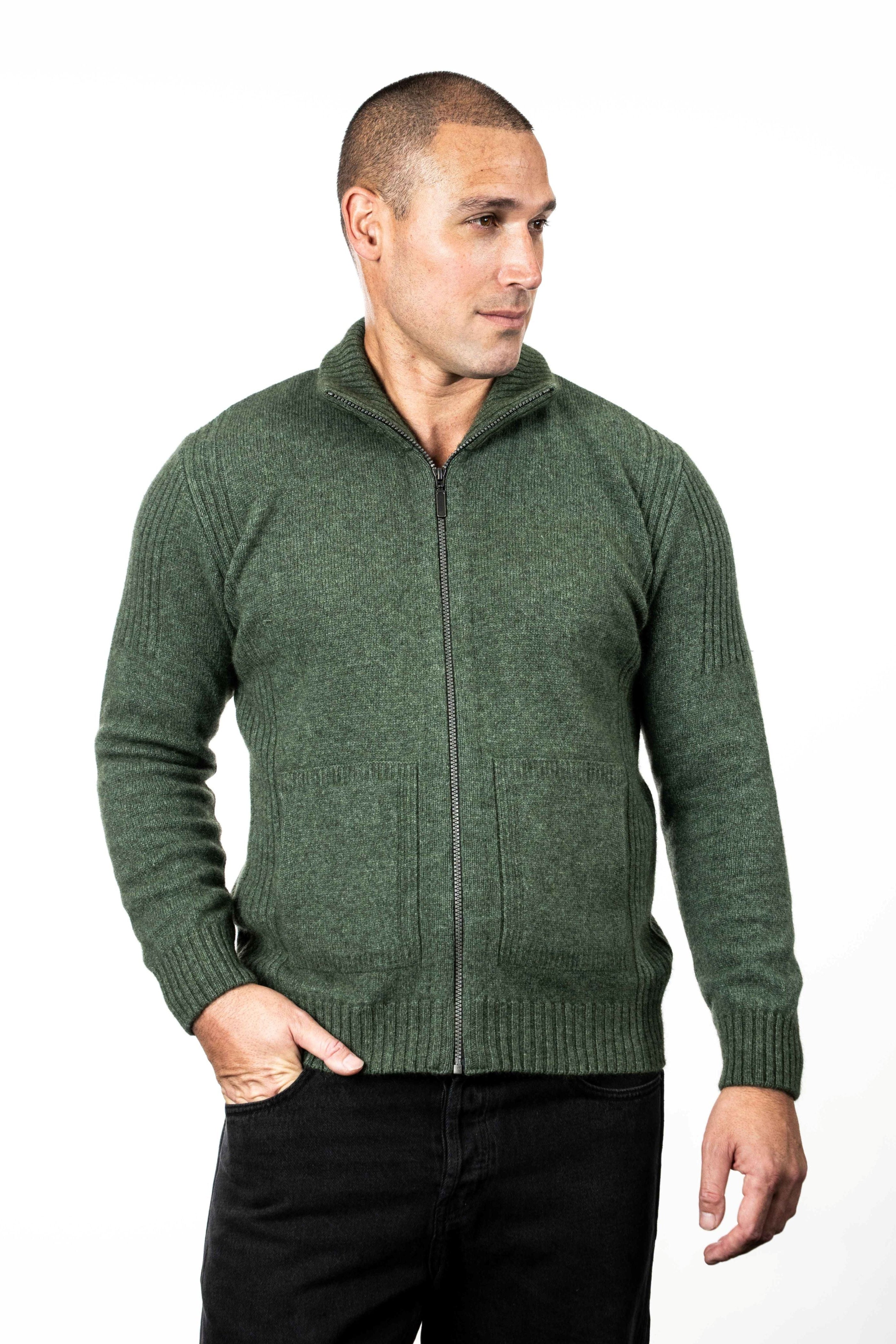 Rib Detail Possum Merino Men's Jacket