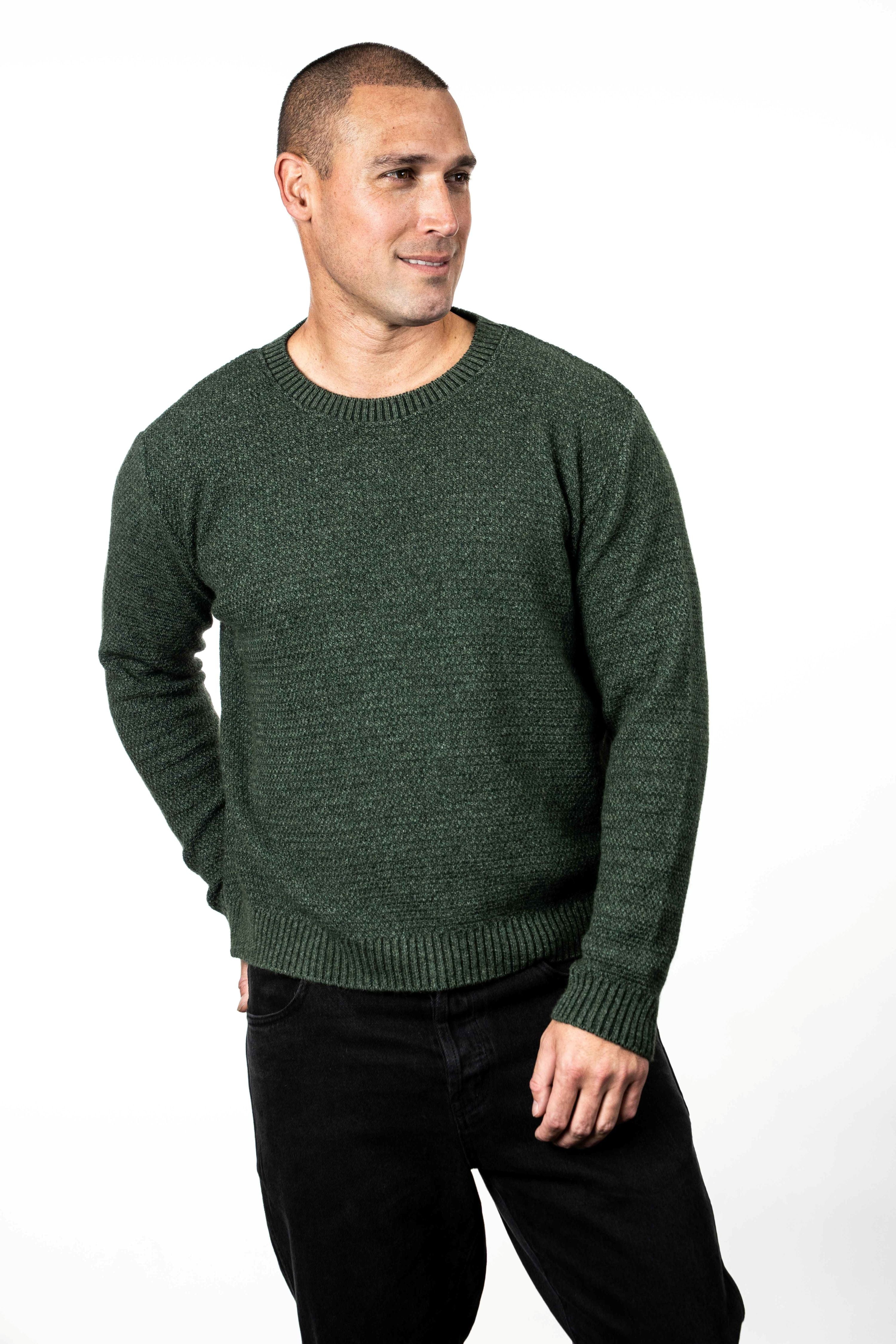 Moss Stitch Plated Possum Merino Men's Jumper