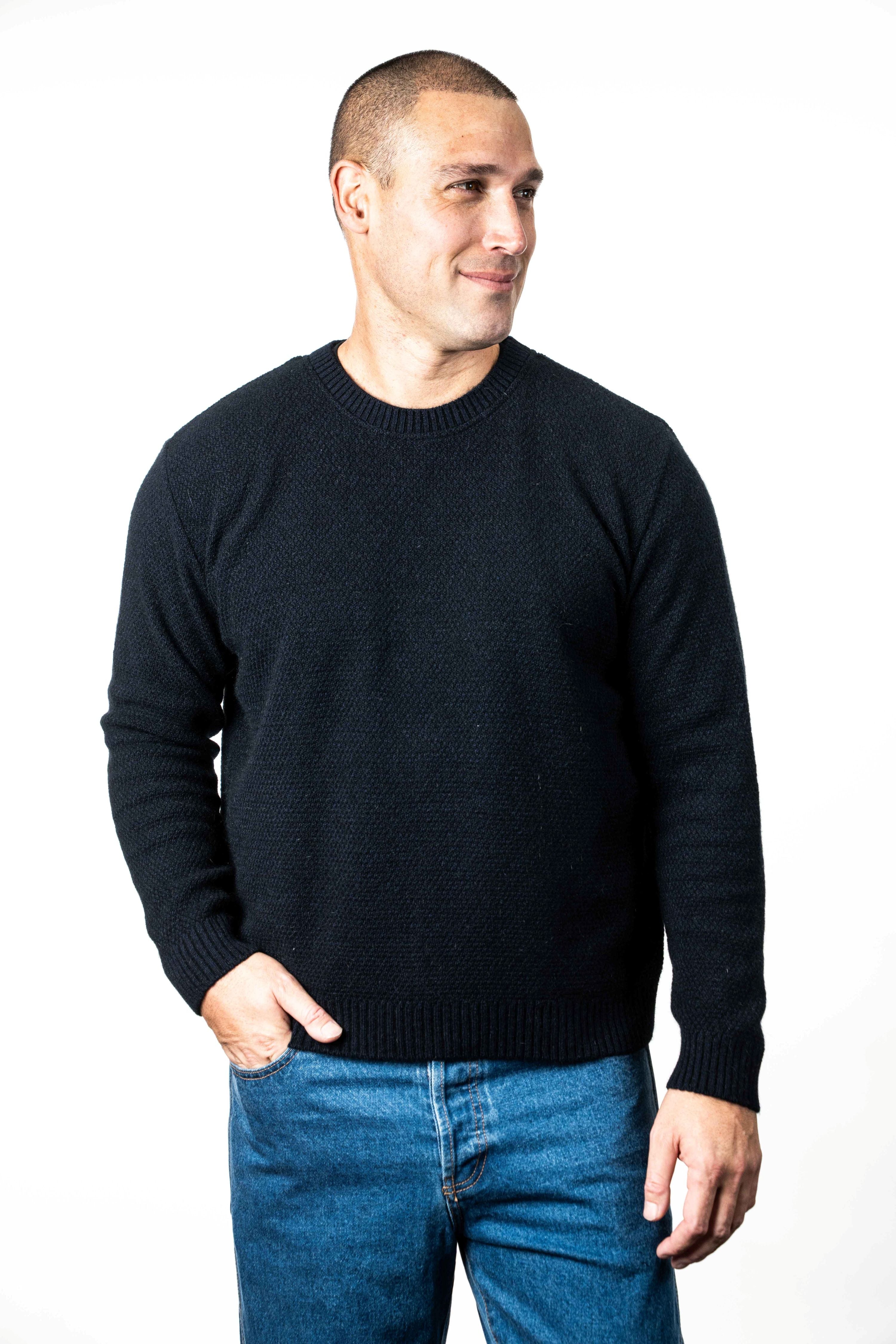 Moss Stitch Plated Possum Merino Men's Jumper