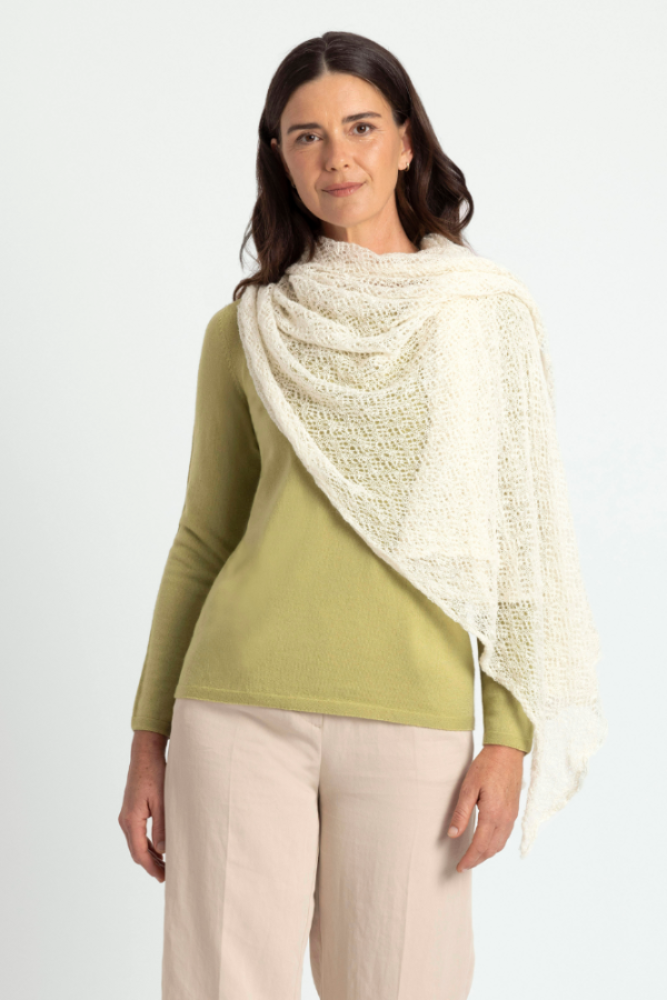 Lace Alpaca Wool Wrap-Natural1