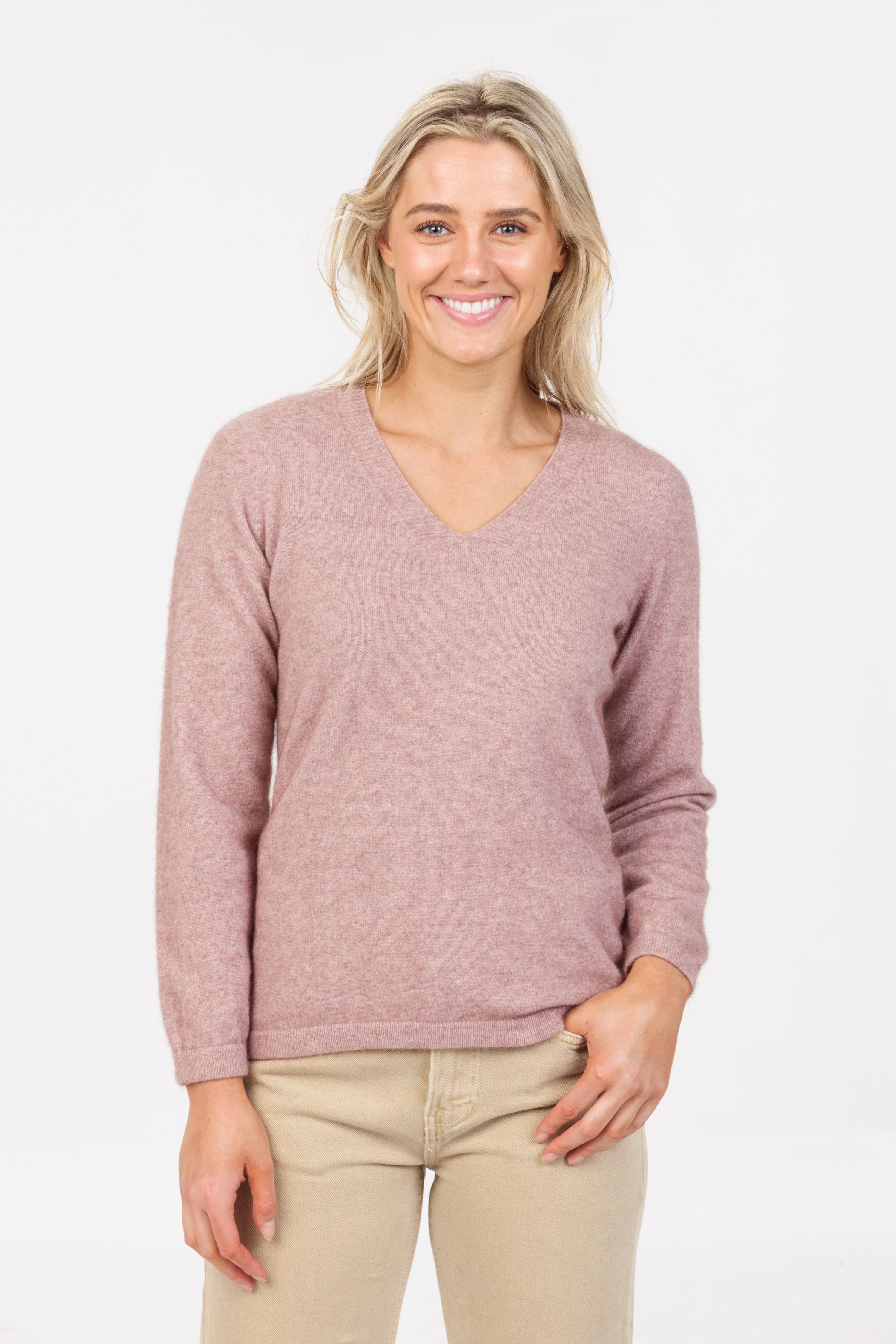 V Neck Plain Possum Merino Sweater