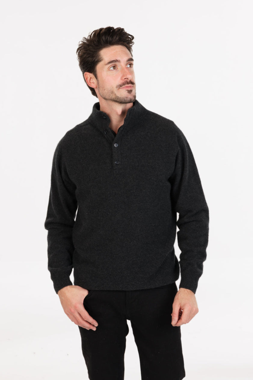 Button Collar Possum Merino Sweater