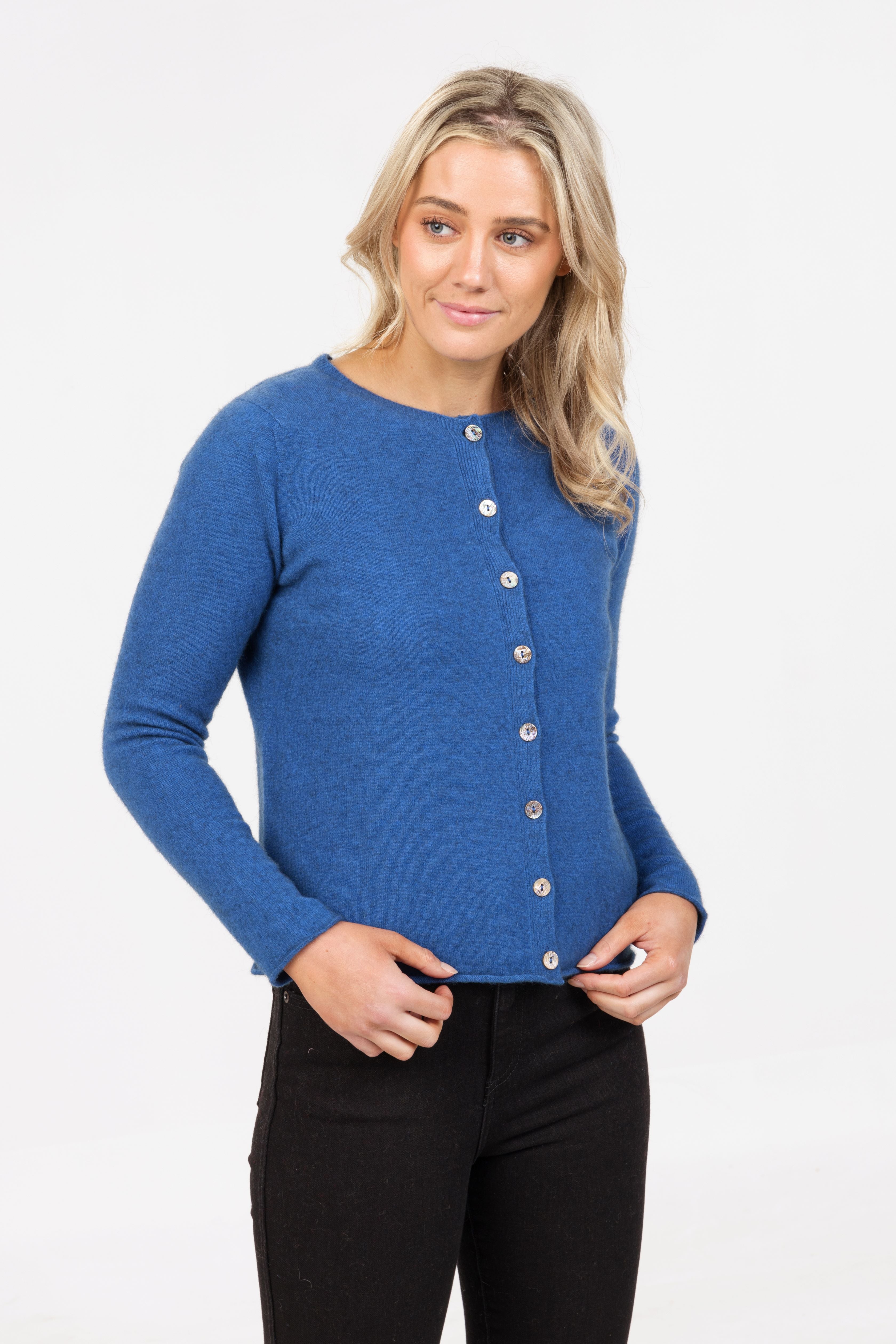 Paua Shell Button Possum Merino Cardigan