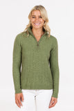 Cable Half Zip Possum Merino Sweater