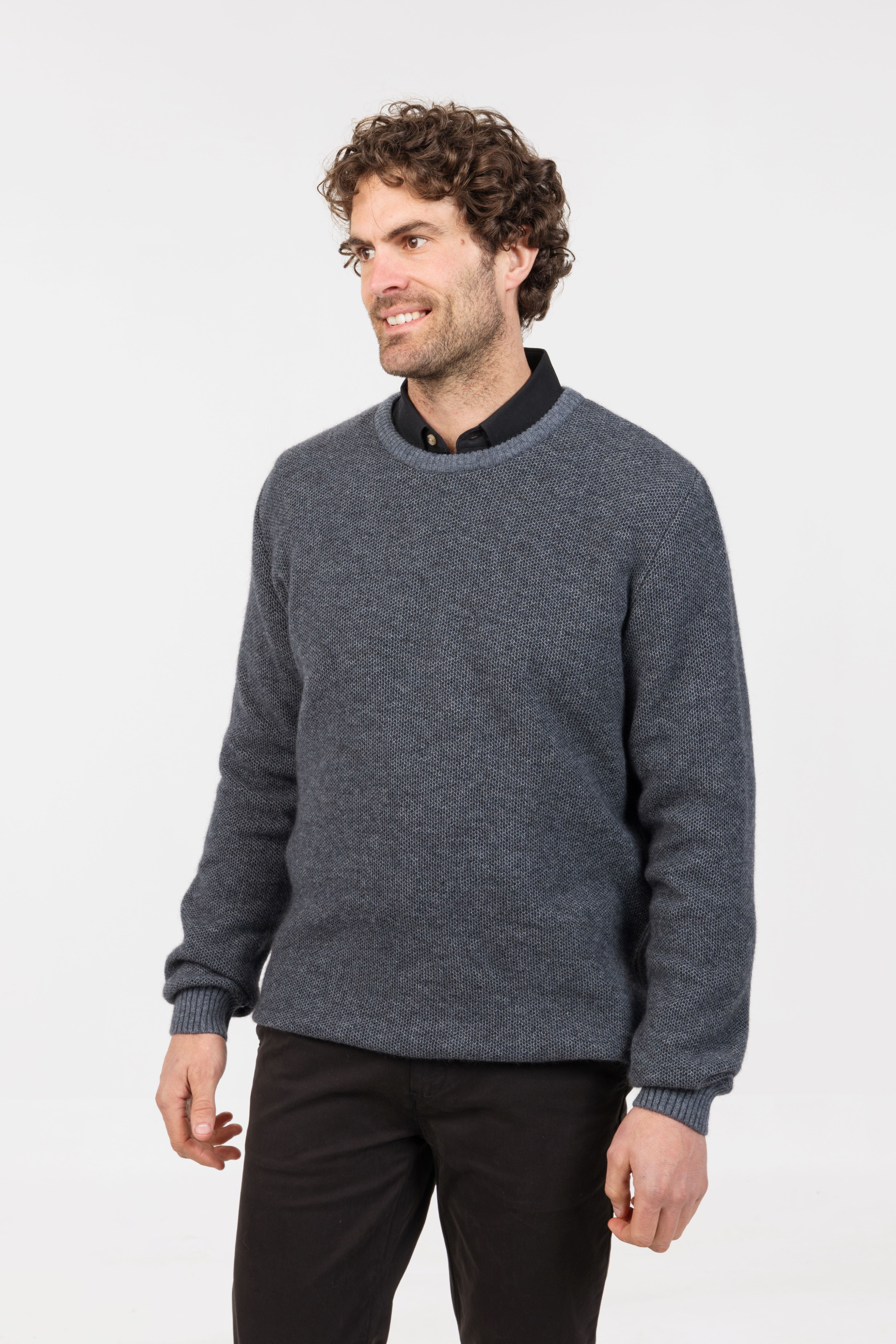 Textured Possum Merino Crew Neck Jumper