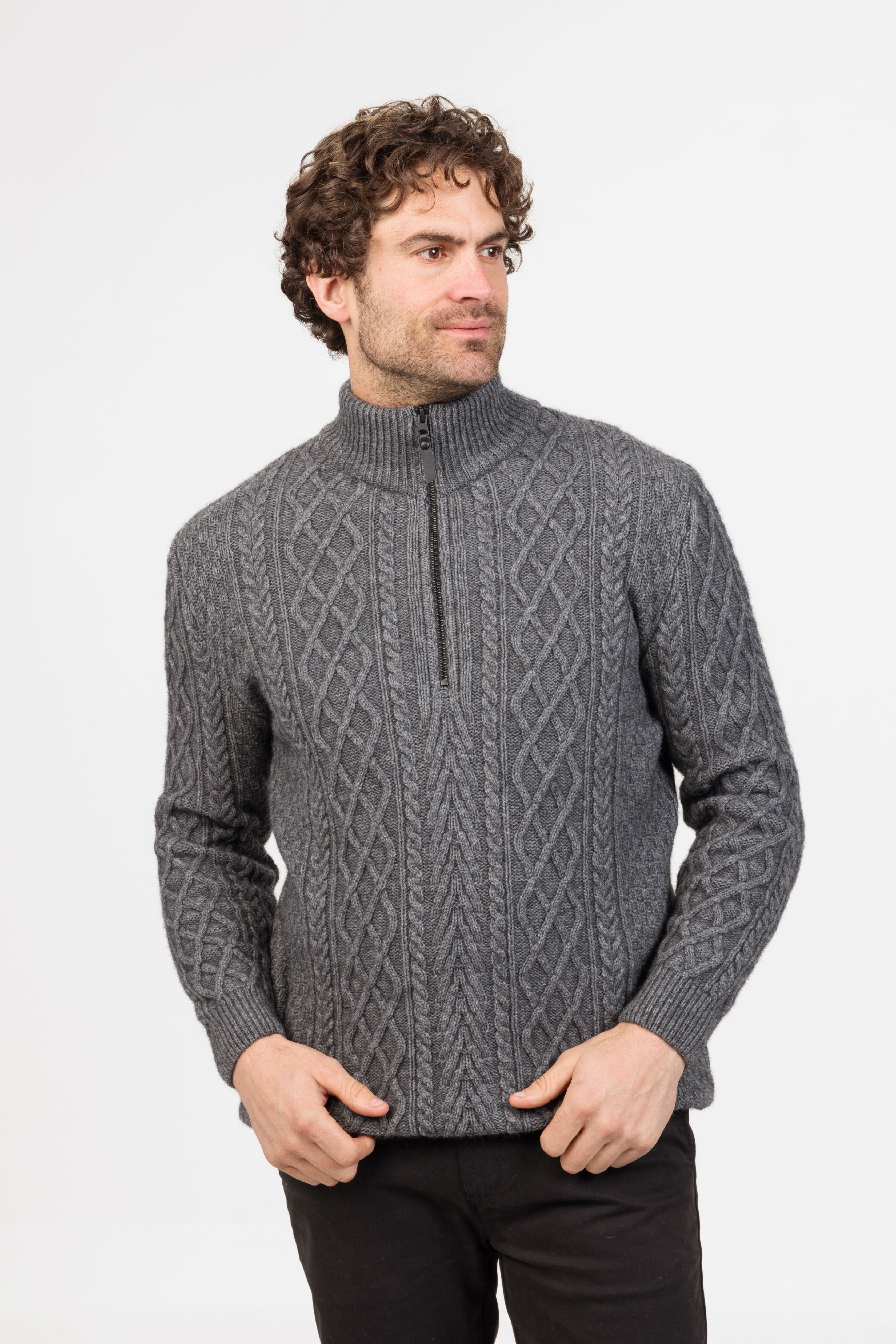Arran Possum Merino Half Zip Sweater