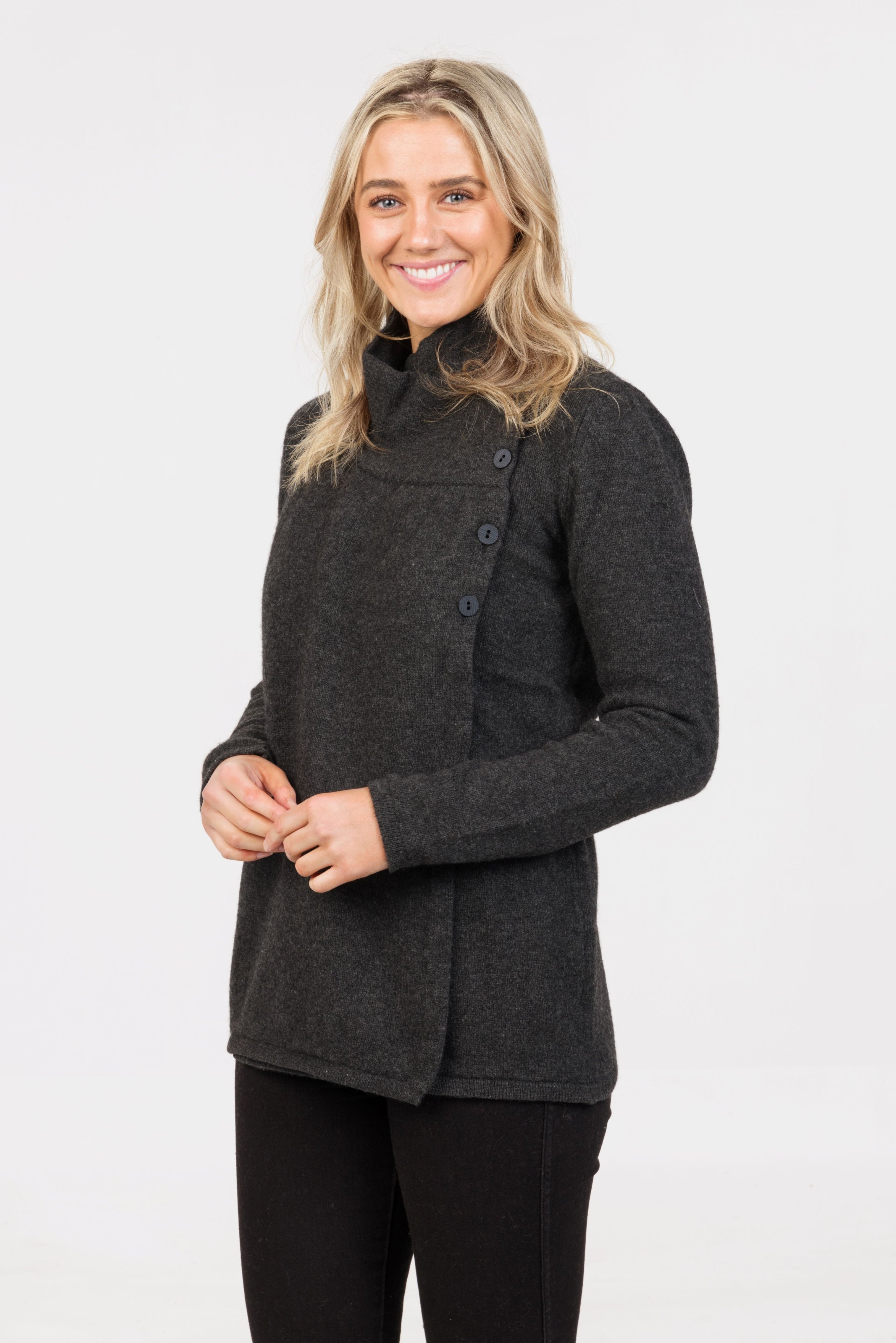 Asymmetric Possum Merino Jacket
