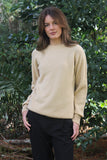 Plain Alpaca Crew Neck Jumper-Honey