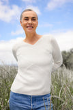 Merino Wool Rib Wrap V Sweater