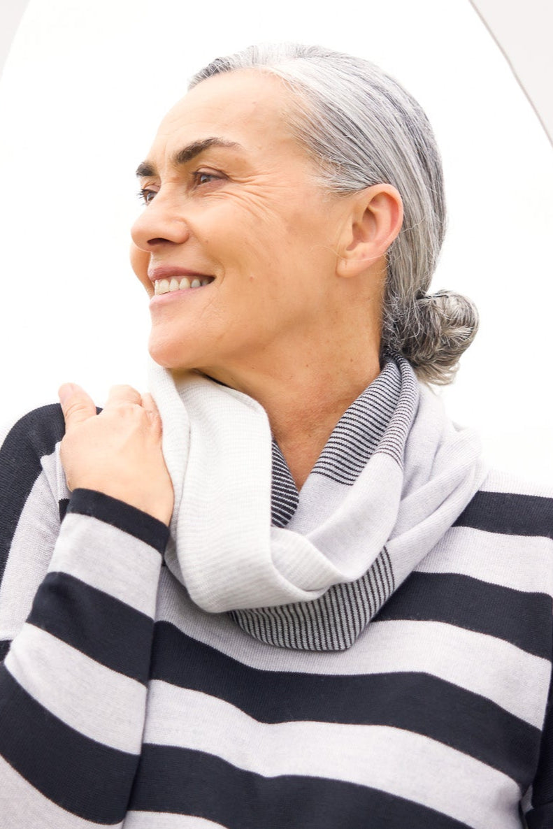 Graduated Stripe Merino Wool Infinity Scarf