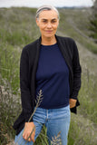 Open Front Long Merino Wool Cardigan